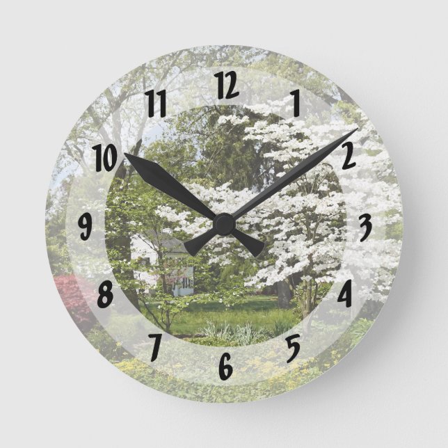 Reloj Redondo Mediano Dogwood en flor (Anverso)