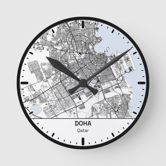 Reloj Redondo Mediano Doha Clock City Line Art (Anverso)
