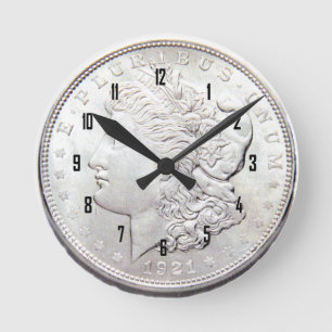 RELOJ REDONDO MEDIANO DÓLAR DE PLATA DE MORGAN