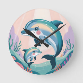 Reloj Redondo Mediano Dolphin Mom and Baby