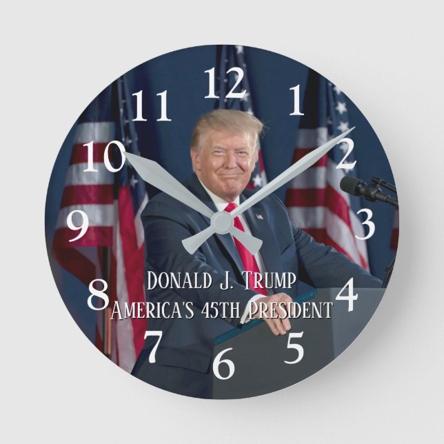 Reloj Redondo Mediano Donald J. Trump 45º presidente Keepsake (Anverso)