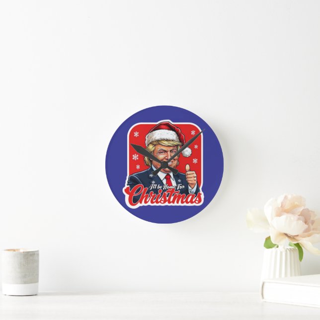 Reloj Redondo Mediano Donald Trump Navidades Santa Claus Art (Hogar)