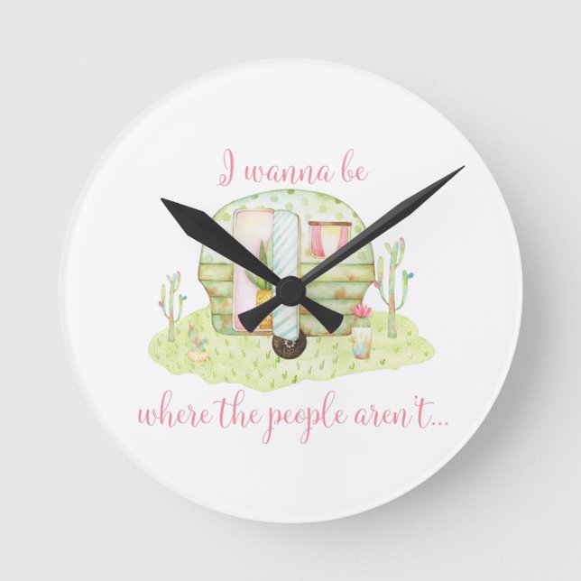 Reloj Redondo Mediano "Donde la gente no está" - Caravana Retro Camper (Anverso)