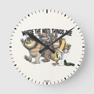 Reloj Redondo Mediano Donde los monstruos salvajes Personajes y Logo