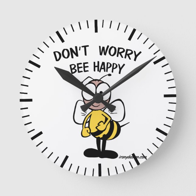 Reloj Redondo Mediano Don't Worry Bee Happy (Anverso)