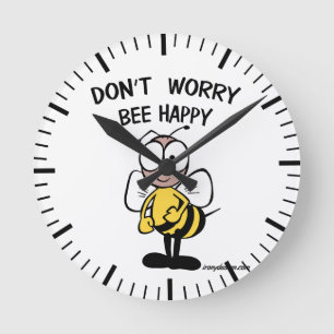 Reloj Redondo Mediano Don't Worry Bee Happy