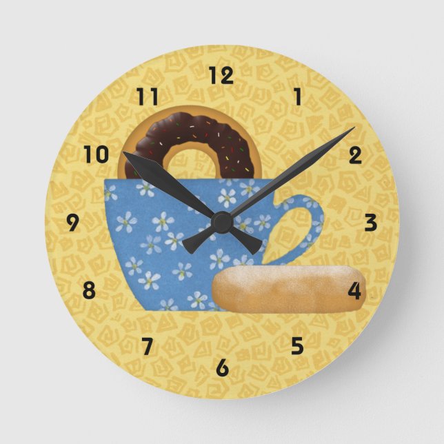 Reloj Redondo Mediano Donuts Y Coffee Wall Clock (Anverso)