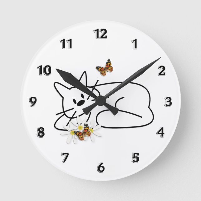 Reloj Redondo Mediano Doodle Cat (Anverso)