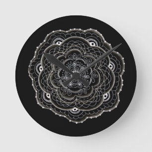 Reloj Redondo Mediano Doodle floral delicado de Doilie