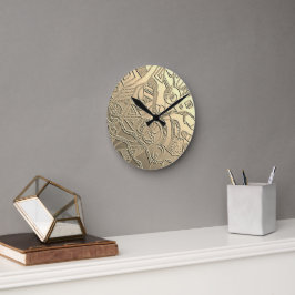 Reloj Redondo Mediano Doodle-Muster mit Reliefstruktur