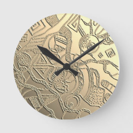 Reloj Redondo Mediano Doodle-Muster mit Reliefstruktur