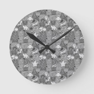 Reloj Redondo Mediano doodles pattern illustration