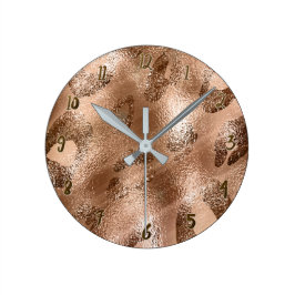 Reloj Redondo Mediano Dorado Bronceado Guepardo Estampado de Leopardo Ma