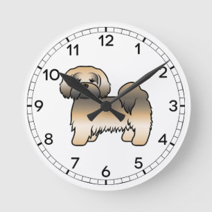 Reloj Redondo Mediano Dorado Sable Lhasa Apso Cute Cartog Perro