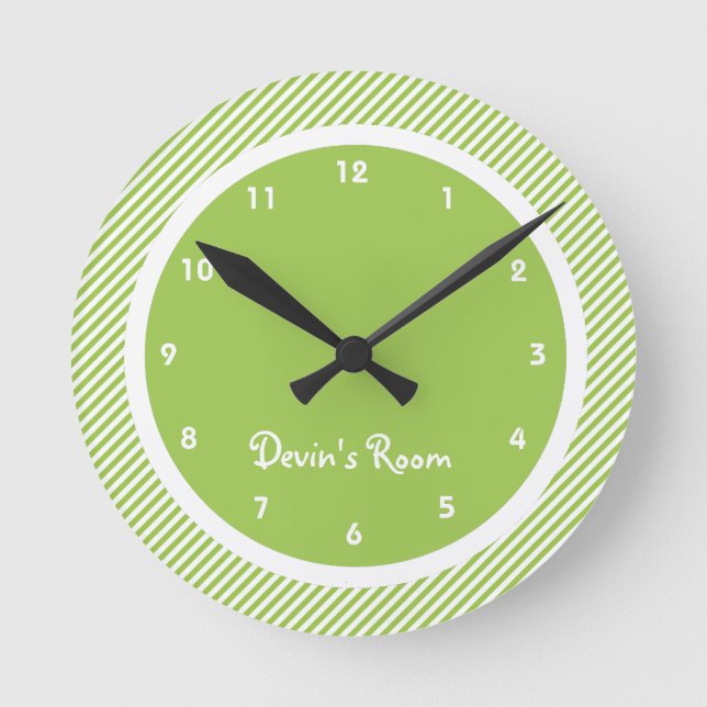 Reloj Redondo Mediano Dormitorio de niño de banda verde (Anverso)