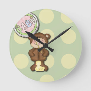 Reloj Redondo Mediano Dormitorio unisex del cuarto de niños del oso de