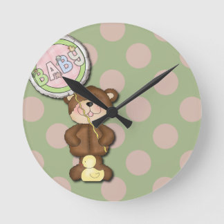 Reloj Redondo Mediano Dormitorio Unisex Teddy Bear Nursery