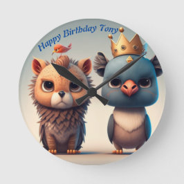 Reloj Redondo Mediano Dos amigos animales salvajes