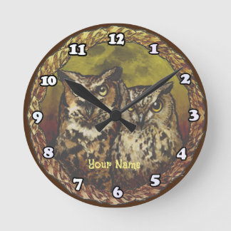 Reloj Redondo Mediano Dos búhos