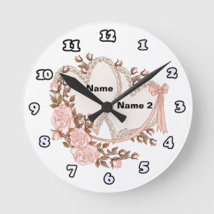 Reloj Redondo Mediano Dos corazones
