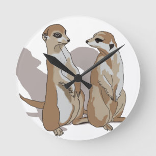 Reloj Redondo Mediano dos Erdmännchen con sombras