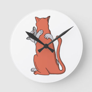 Reloj Redondo Mediano Dos Gatos Abren Amistad