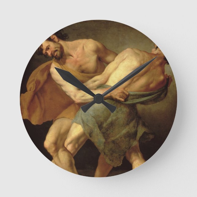 Reloj Redondo Mediano Dos luchadores (Anverso)