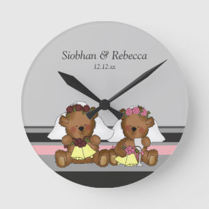 Reloj Redondo Mediano Dos novios Teddy Bears