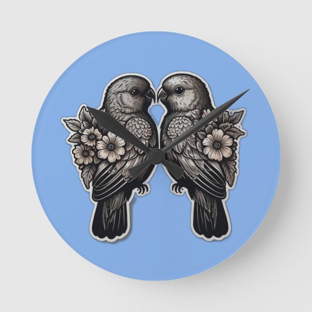 Reloj Redondo Mediano Dos pájaros (Anverso)