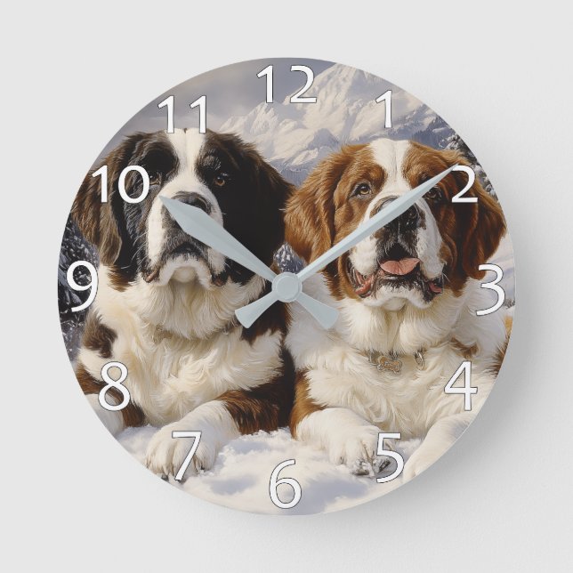 Reloj Redondo Mediano Dos San Bernardo en la nieve (Anverso)