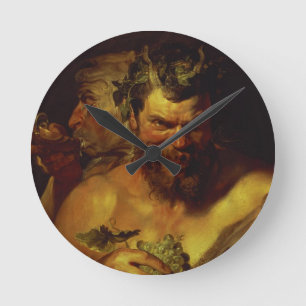 Reloj Redondo Mediano Dos sátiros (aceite en el panel)