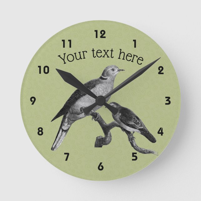 Reloj Redondo Mediano Doves Vintage Art Pesonalized   (Anverso)