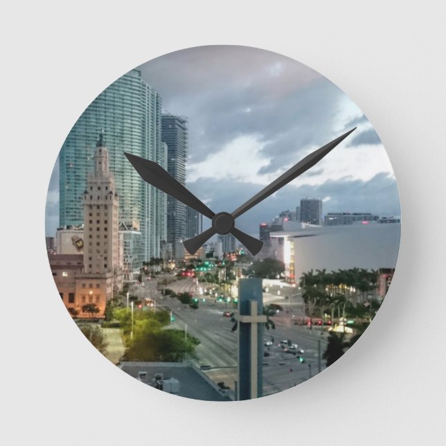 Reloj Redondo Mediano Downtown Miami (Anverso)