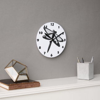 Reloj Redondo Mediano Dragón blanco y negro