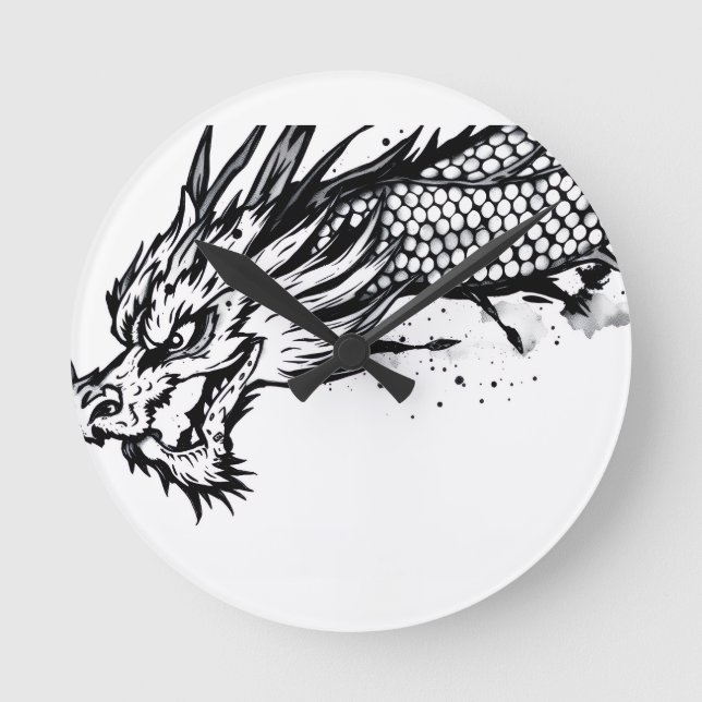 Reloj Redondo Mediano Dragón de Escala de Sombra (Anverso)