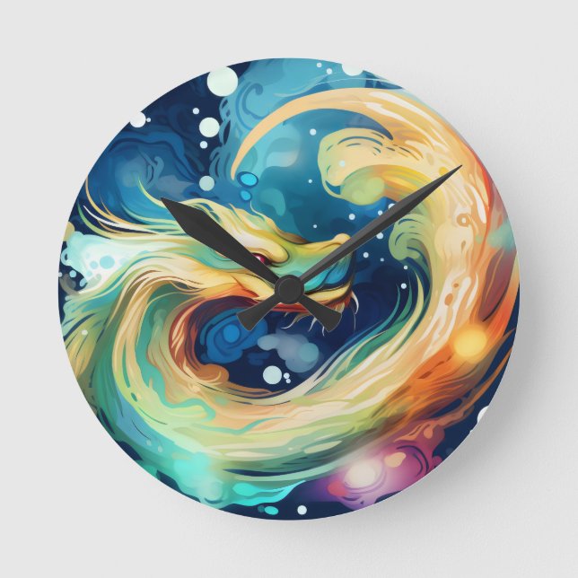 Reloj Redondo Mediano Dragón de fantasía animal de sueño 12 (Anverso)