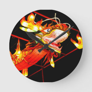 Reloj Redondo Mediano Dragón de fuego Zhulong