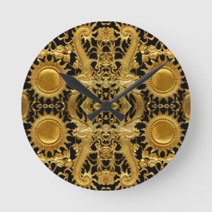 Reloj Redondo Mediano dragón dorado