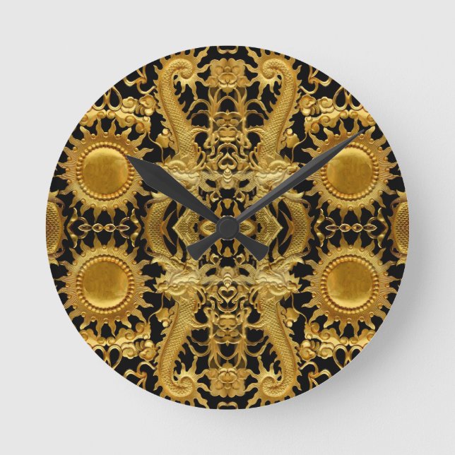 Reloj Redondo Mediano dragón dorado (Anverso)