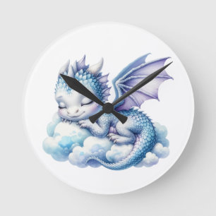 Reloj Redondo Mediano Dragón Durmiente Pastel