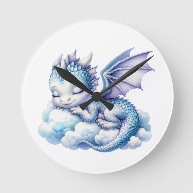 Reloj Redondo Mediano Dragón durmiente Pastel (Anverso)