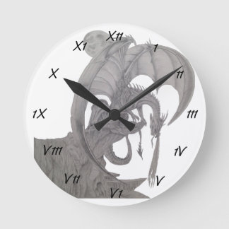 Reloj Redondo Mediano Dragón que escupe fuego,