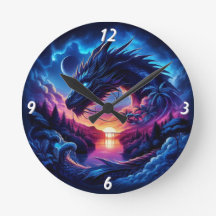 Dragon Silhouetti contra una vibrante puesta de so