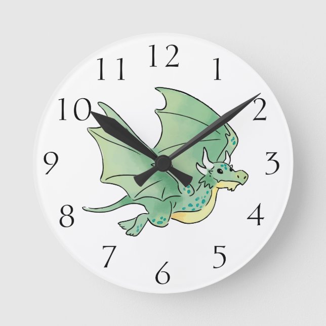 Reloj Redondo Mediano Dragón verde (Anverso)