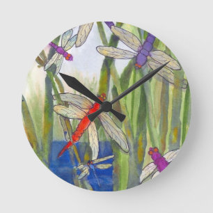 Reloj Redondo Mediano Dragonflies Summer