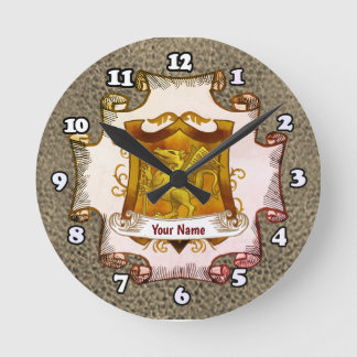 Reloj Redondo Mediano Dragons Shield Family Crest Surname