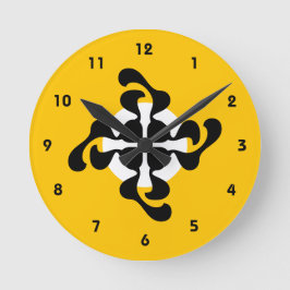 Reloj Redondo Mediano Dramático doble Q espejado Moderno amarillo negro