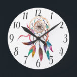 Reloj Redondo Mediano Dreamcatcher bohemio en vibrante pintura acuarela<br><div class="desc">Este ensueño bohemio, artístico y pintado a mano, con una acuarela vibrante y colorida, es perfecto para una mujer moderna y de diseño. Su huella fresca y artística es genial para muchas ocasiones y regalos; para ti, tus amigos o tu familia. Disfruta de esta impresión de boho y hipster para...</div>