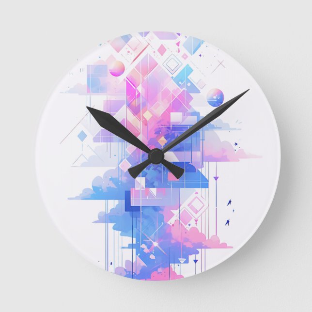 Reloj Redondo Mediano Dreamy Geometric Skyscape (Anverso)