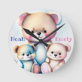 Reloj Redondo Mediano drei Bären - Aquarell für Kinder